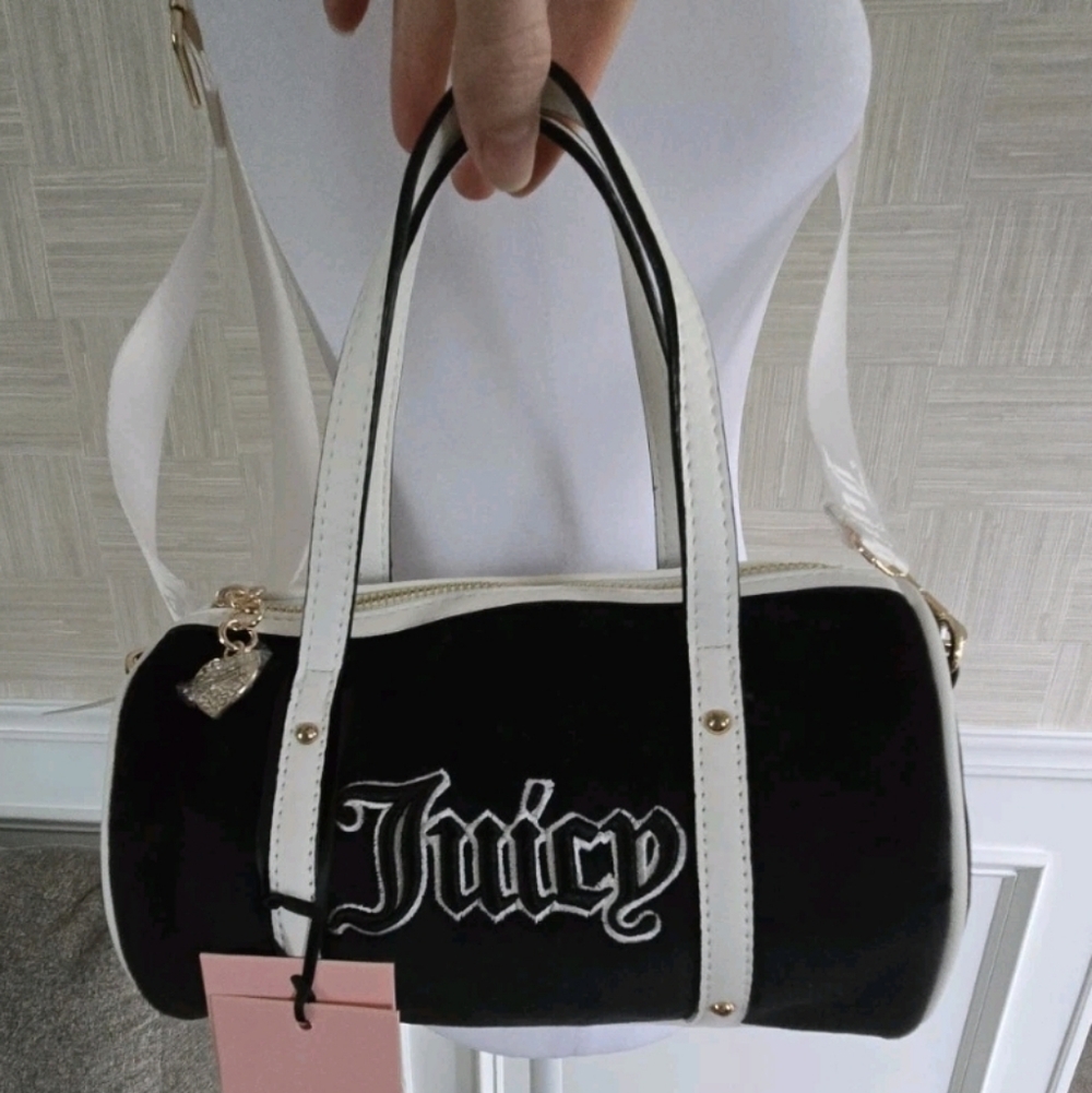 NWT Juicy Couture Queen of Everything Mini Barrel Bag Licorice Black 🖤​